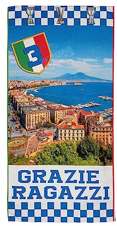 LIGUORO SHOP Strandtuch Neapel Champion d'Italien Tricolore 3° Scudetto Danke Jungen aus Mikrofaser 180 x 90 cm Schwimmbad