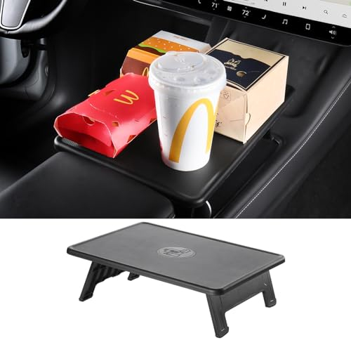 BASENOR Tesla Model 3 Model Y Center Console Tischablage Organizer Faltbarer Rutschfester ESS/Laptop-Esstisch für Roadtrips 2021-2024 Model Y 2021-2023 Model 3 Innenraumzubehör