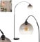 Lampadaire Tapitapa, en métal/verre/marbre noir/fumée/clair, lampe à arc réglable (Ø 24,5 cm) avec pied en marbre, 1 x E27 max. 60 Watt, ampoule(s) non incluse(s), interrupteur à pied