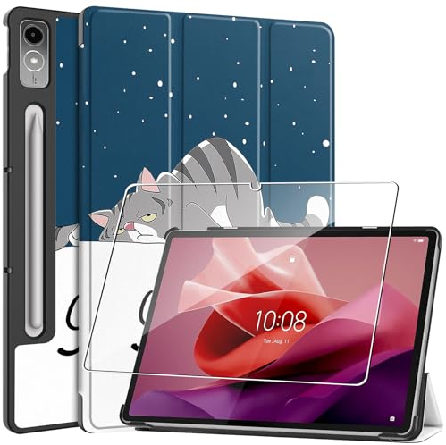 Funda para Lenovo Tab P12 12.7 Inches 2023+ 1 Pack Cristal Vidrio Templado,con Función Soporte,Anti-Arañazos Protectora Case función-Good Night