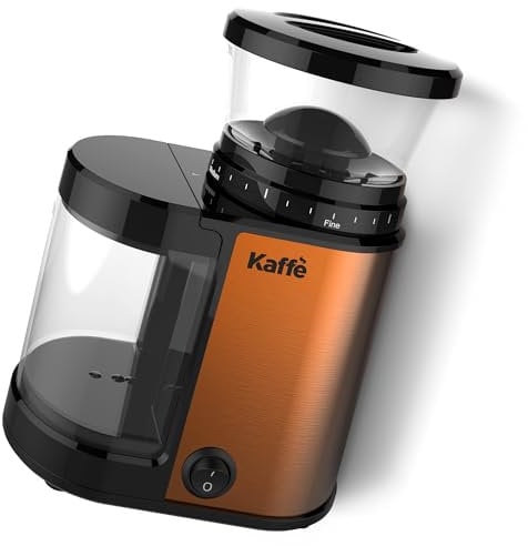 Kaffe Burr Coffee Grinder Electric w/Adjustable Settings for Precision Coffee Bean Grinding (5.5oz Capacity) Best Coffee Grinders For Home Use. (Upgraded Powerful Motor) Copper