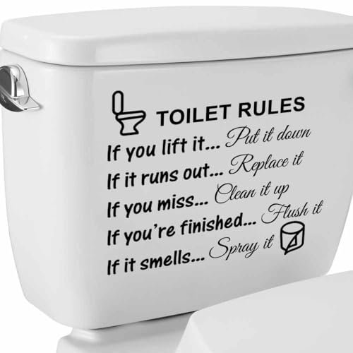 Topyond Bathroom Stickers, Removable Toilet Rules Pattern Decorations, Funny Toilet Seat Decals, Bathroom Wall Art Stickers for Toilet, Washroom
