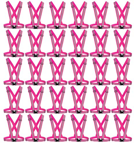 EvikoO Sicherheitsweste Reflektierende Sicherheitswesten für Männer und Frauen, Warnwesten für Verkehrsarbeiten, Laufen und Sicherheitspersonal (Color : Pink, Size : 30pcs)