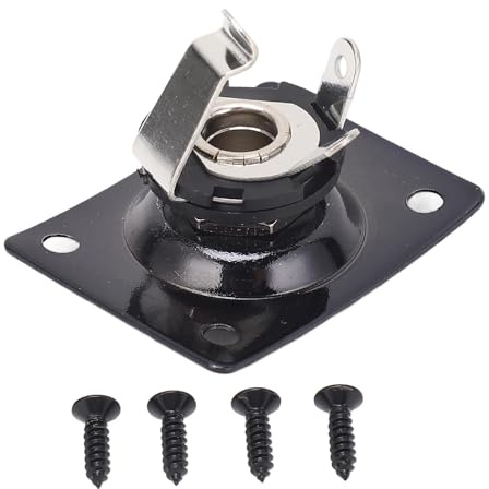 Plaque Jack de Sortie de Guitare, Plaque Jack de Guitare Carrée en Métal, Prise de Sortie de Micro, Prise de Prise D'entrée avec Vis pour Telecaster (BLACK)