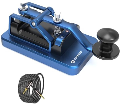 TABABAO - Heavy Auto CW Morse Code Key - Single Paddle Camel Back Staright Key - Magnetic Aluminiumlegierung Praxis Schlüssel (blau) - Für Amateurfunk-Enthusiasten und Anfänger, Outdoor-Orientierte