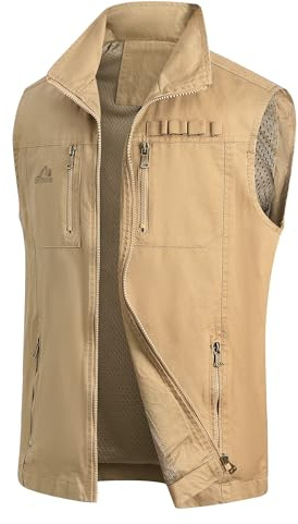MeiLayM Homme Gilet de Pêche Plein Air Léger Respirant Sans Manches - Veste de Sport et Loisirs Vintage pour Chasse, Voyage, Photographie, Camping