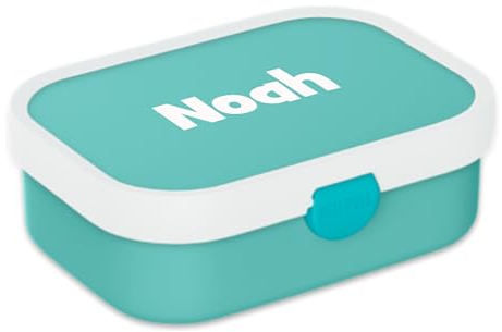 Mepal Personalisierte Brotdose mit Namen - Bento Lunchbox Campus für Kinder - Bento-Fach & Gabel - Meal Prep Box Clip-Verschluss - BPA-frei & Spülmaschinenfest - 750 ml - Türkis
