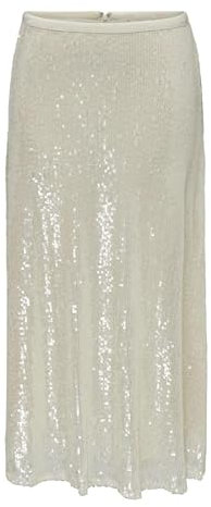 ONLY Damen ONLCARIN Sequins A-Shape Skirt WVN Rock, Creme, XL