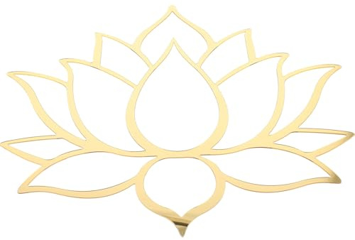 Goldene Lotus Spiegel Wanddekoration aus Acryl für Zimmer | Hohlmuster, Vielseitig Kombinierbar mit Anderen Formen, Dekorativ für Decke und Spiegel, 1 Stück