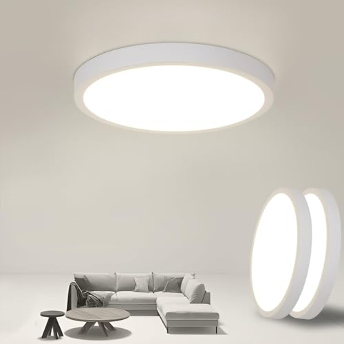 Osairous [2 Stück LED Deckenleuchte, Ø23cm Runde Deckenlampe 24W, IP44 Wasserdicht, 4500K 2040LM Neutrallicht lampen für Woh