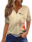 RMBLYfeiye Temu Shop Kleidung Damen Damen Oberteile Shirt 3/4 Arm Damen Damen Tunika Sommer V-Ausschnitt Henley Shirt Mit Knopfleiste Blumen Bedruckt Blusenshirt Sweatshirt Jacke Damen (Gelb, M)