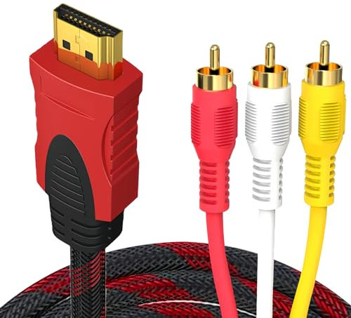 Wonvify Adattatore HDMI 3RCA, Cavo Audio HDMI a RCA 1080p, Cavo di Collegamento con Connettori Placcati Oro, Compatibile con FHD (è Necessario Utilizzare il Dispositivo di Decodifica)