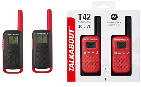 Motorola Talk About T6 Talkie-walkie PMR (PMR446, 16 canaux et 121 Codes, portée 8 km) Rouge & T42