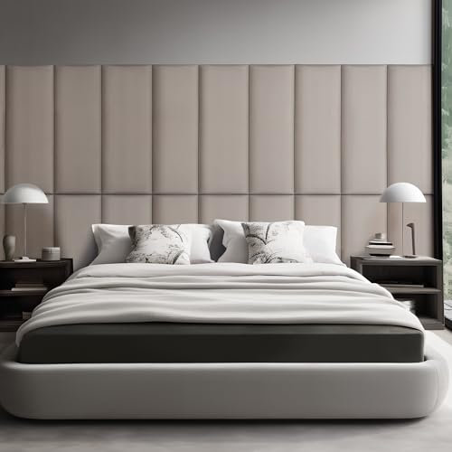 [neu.haus] Wandkissen Carpino 2er Set 90 x 30 cm Wandpolster Samt Hellgrau Wandpaneele gepolstert Kopfteil für Bett Polsterpaneel zum Kleben