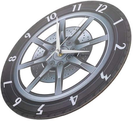 ULDIGI Kreative Auto Rad Wanduhr aus Lautlose Wanddekoration für Wohnzimmer Büro und Stilvolle Industrie-Design Uhr für Ruhige Nächte