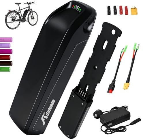 Adaluolo 36V Ebike Akku 10AH Hailong Ebike Batterie Elektrofahrrad Lithium-Ionen Fahrrad Batterien mit Ladegerät, 4 Pin Grundplatte für 350W 500W 750W Motor