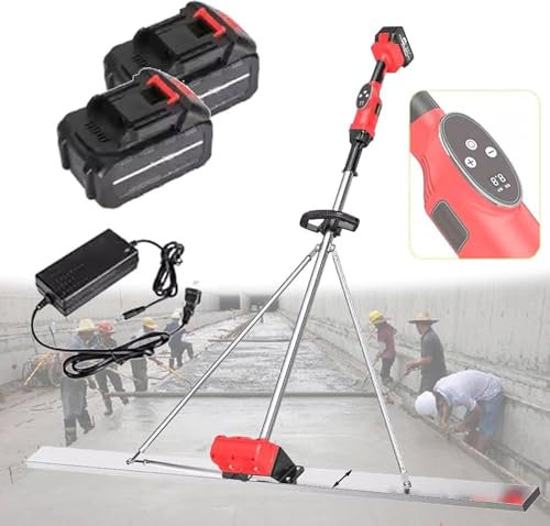 XIAGJAO Concrete Screed Vibrating Tool with 2 Rechargeable Battery, Electric Cordless Screed Cement Leveling Tamper Ruler Efficient Concrete Processing