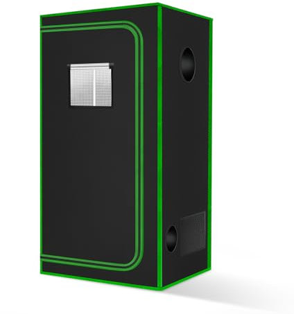 MELONFARM Wachstumszelt, 81,3 x 81,3 x 160,3 cm, hochreflektierendes 600D-Diamant-Mylar-Leinwand mit Beobachtungsfenster und Bodenwanne für Hydrokultur-Pflanzenanbau