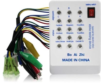 Reicyfang E-Bike Tester 24V/36V/48V/60V/72V Brushless MotorTester with Indicator, Electro Car E-Bike Scooter Brushless Motor Controller Tester Quick Battery Powered Spared Device Controller