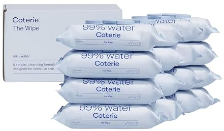 Coterie Baby Wipes for Sensitive Skin, Plant-Based and Plastic-Free Fibers, 99% Water, Hypoallergenic, pH Balanced, Unscented, Clean and Gentle Baby Essentials, 16 Pack, 896 Count