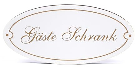 Dekolando Deko Türschild oval - Gäste Schrank - Schild 15 x 7 cm - Schilder Türschilder Namensschilder Wohnung selbstklebend Holzschild Tür Holzschilder