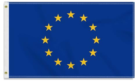 Grande bandiera dell'Unione europea, 90 × 150 cm, grande striscione dell'amicizia 150 D, bandiera della Germania, stampa laterale, decorazione con occhielli in ottone, grande Unione europea