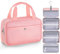 Chakipee Trousse de Toilette a Suspendre Voyage Femme- Organisateur Cosmétique Imperméable avec Fenêtre Transparente, Trousses de Toilette Bain Légère pour Essentiels, Maquillage,Rose Foncé, Moyen