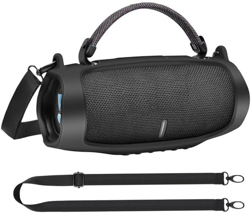 Case for JBL Charge 6 Portable Waterproof Bluetooth Speaker, Travel Soft Skin Cover Carrying Silicone Speaker Holder with Strap (Black)