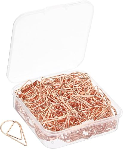 TA-VIGOR 150Pcs Paper Clip, 25mm Drop-Shaped Paperclips Bookmarks, Cute Decorative Fun Clips, Small Paper Clamps School Office Stationery Supplies for Paperwork Documents Bookmarks,Rose Gold