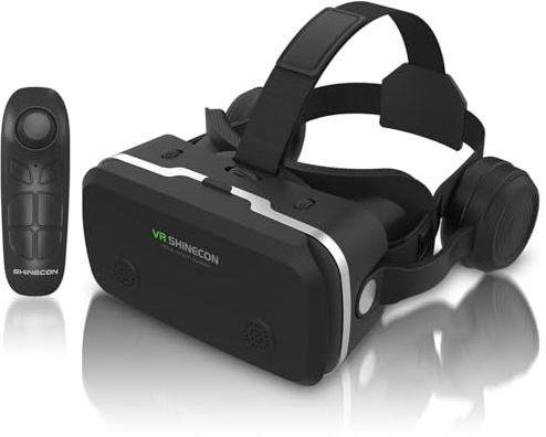 SENYHPHC Virtual Reality-headset för iPhone och Android-telefoner, VR-headset med fjärrkontroll, HD 3D VR-glasögon för TV, filmer och videospel, VR-headset för barn, vuxna, kompatibel 4,7-7 tum