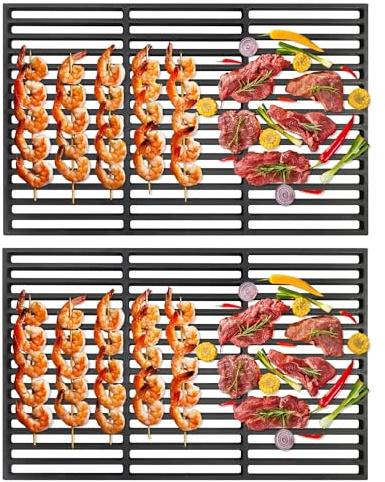 XMTECH 2 Stück Gussrost Grillgitter Grillroste Rechteck Grill, Zubehör für BBQ Gasgrill Holzkohlegrill (42 x 28 cm)