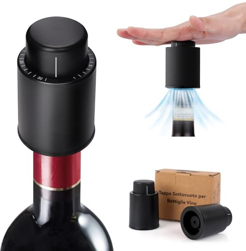 AUROAY 2Pcs Tappo Vino Sottovuoto con Indicatore di Data,Tappi Sottovuoti per Vino Rosso,Stoper Vacuum Riutilizzabileper Bottiglie Vino,Consevazione di Vino,Regalo per Amanti del Vino,Accessori Vino