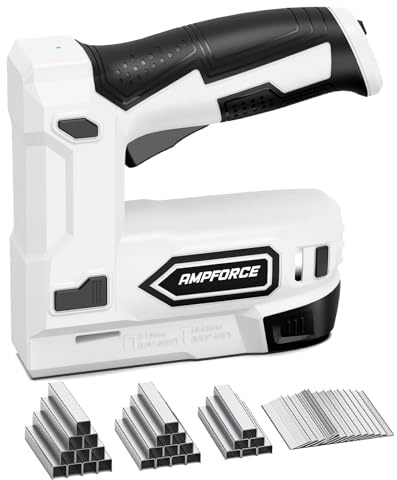 AMPFORCE Electric Staple Gun, 2 in 1 Lithium-ion Electric Stapler, 4V Cordless Brad Nailer Kit with Staples Nails, USB Charger, Power Tacker for Upholstery, Material Repair, Carpentry, DIY
