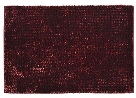 Bobli Super Soft Chenille Bobble Bath Mat Non Slip 50 x 80cm – Deep Pile, Ultra Absorbent, Quick Dry Bathroom Rug (Bordeaux)