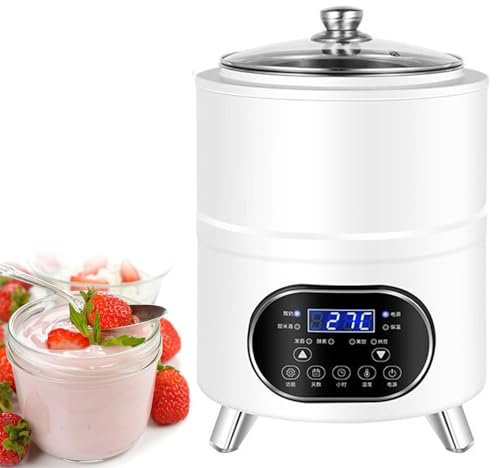 Yogurtiera da 8/12 litri, aceto di riso, con controllo della temperatura, coperchio interno in acciaio inox 304, fermentazione a temperatura costante a 360°, grande capacità(Black,12L)
