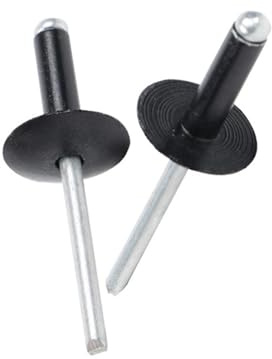 Rivetti ciechi 30/50 pezzi in acciaio alluminio con testa a flangia grande, rivetti ciechi neri (30 pezzi, 4,8 x 25 x 16 mm)