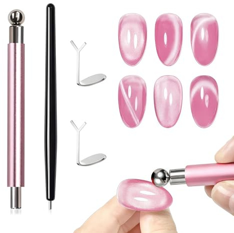 Xanthelle Cat Eye Magnet, Set mit Magnet Pen & Herzförmigem Magnet, Nailart Zubehör für Cat Eye Nagellack & UV Gel Nageldesign Zuhause oder im Studio