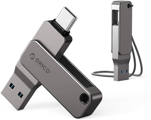 ORICO USB Stick 64 GB USB-C & USB-A, 150MB/s, USB 3.2 Gen 1, Grau, EB05 | USB-C-Stick, Plug and Play, Metallgehause, OTG, Für iPhone 17/16/15, Android, Tablets, Laptops, Mac, Windows