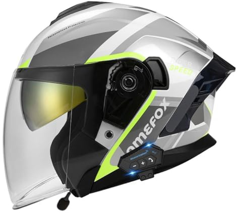 Retro Oldtimer Halbschale Jethelm Motorrad-Helm DOTECE-Zulassung 3/4 Motorradhelm Halbschalenhelm Mit Doppelvisier Offenem Helm Rollerhelm Cruiser Helm Für Damen Herren 1,XXL:63-64CM