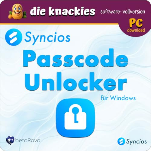 die knackies - Syncios Passcode Unlocker | iPhone & iPad Entsperren Software für Windows PC | Entfernt Bildschirmsperre, 4-/6-stelligen Code, Apple ID, Face ID, Touch ID & Bildschirmzeit ohne Passwort