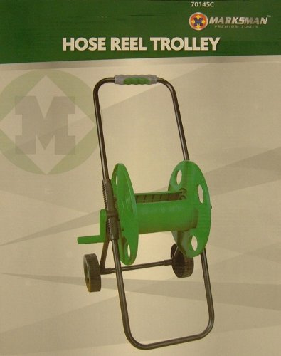 PORTABLE GARDEN HOSE REEL TROLLEY WITH ROTATING HANDLE