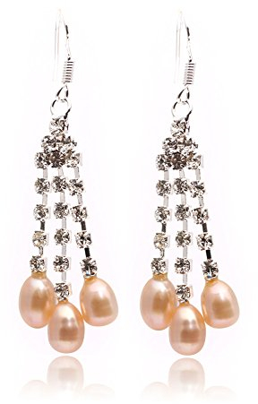 Sweet & Happy Girl's Store 5-6mm - 7-8mm Orange Perlen Ohrringe Sterlingsilber-Haken