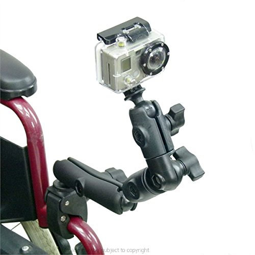 Wheelchair Rail/Tube Mount for GoPro Hero with Extension & Double Socket Swivel Arm (sku 21709)
