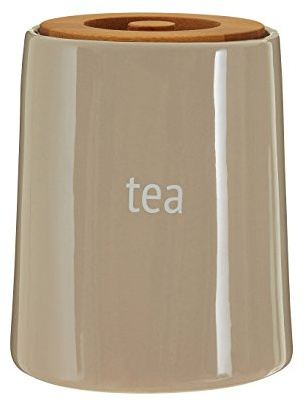 Premier Housewares Fletcher Tea Canister - Beige, H14 x W12 x D12cm