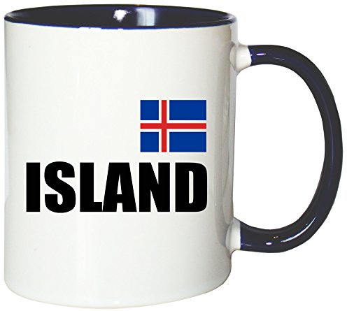Mister Merchandise Kaffeetasse Island Fahne Flag Teetasse Becher, Farbe: Weiß-Blau