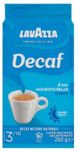 12x LAVAZZA DEK Ground Italian Coffee Espresso 250g Caffeine Free!