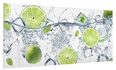 Bilderwelten Spritzschutz Glas - Erfrischende Limette 59cm x 120cm Fliesenscheibe Wandglas