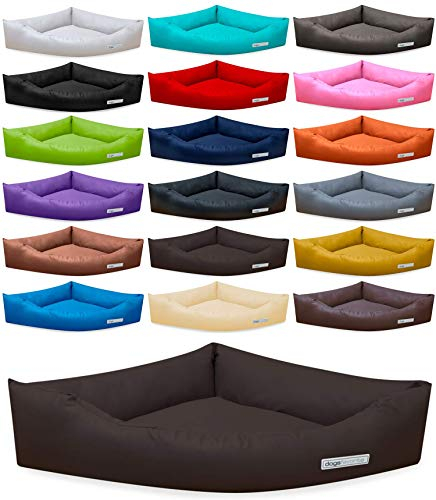 Hundebett Dogs Corner aus Kunstleder M 80 x 80cm Mocca Hundekissen Hundesofa Hundebetten