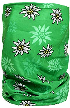 Alsino Multifunktions Halstuch Biker Motorrad Tuch Bandana 49 x 23 cm Edelweiß Atmungsaktiv Wetterfest Outdoor, Farbe wählen:Edelweiß grün