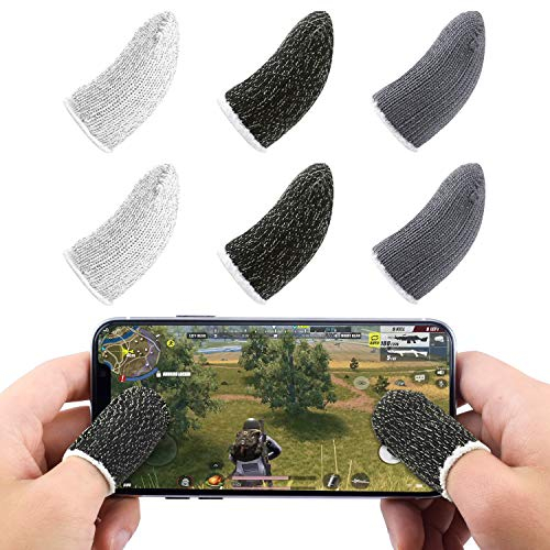 Newseego Mobile Game Finger Sleeve Controller, Touchscreen Fingerhülse Atmungsaktiv gegen Schweiß Sensitive Schieß- und Zieltasten für Regeln des Überlebens/Knives Out für Android & IOS [6 Pack]